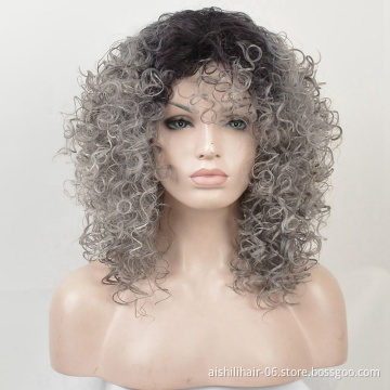 The top selling short silver-gray African wigs with kinky curls are synthetic wigs for black women
